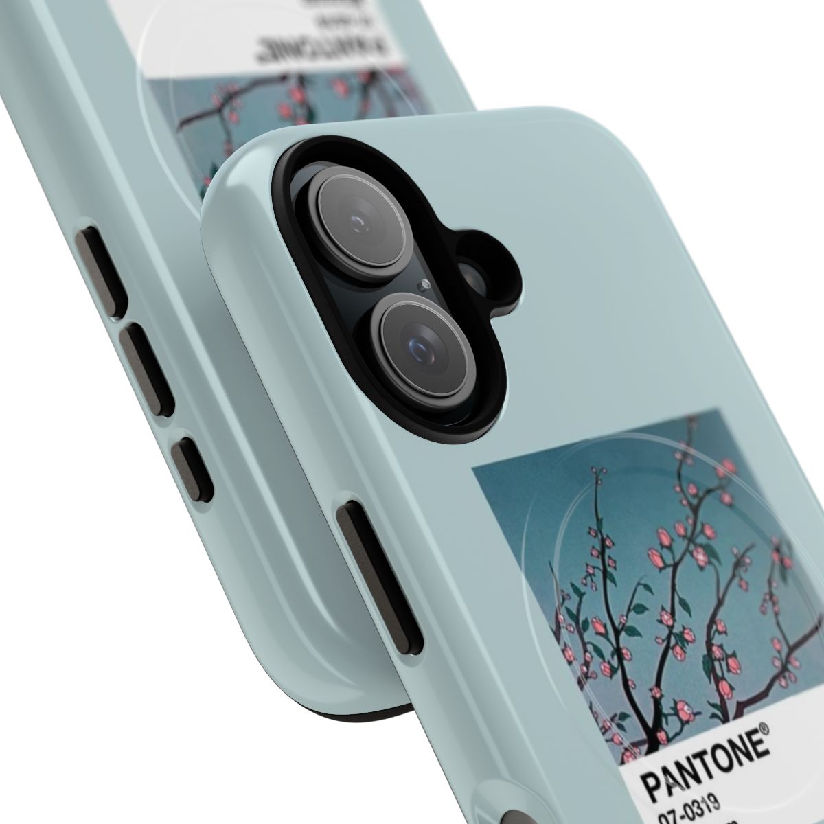 A pastel-colored phone case with an anime-inspired aesthetic and a magnetic closure. - Detail