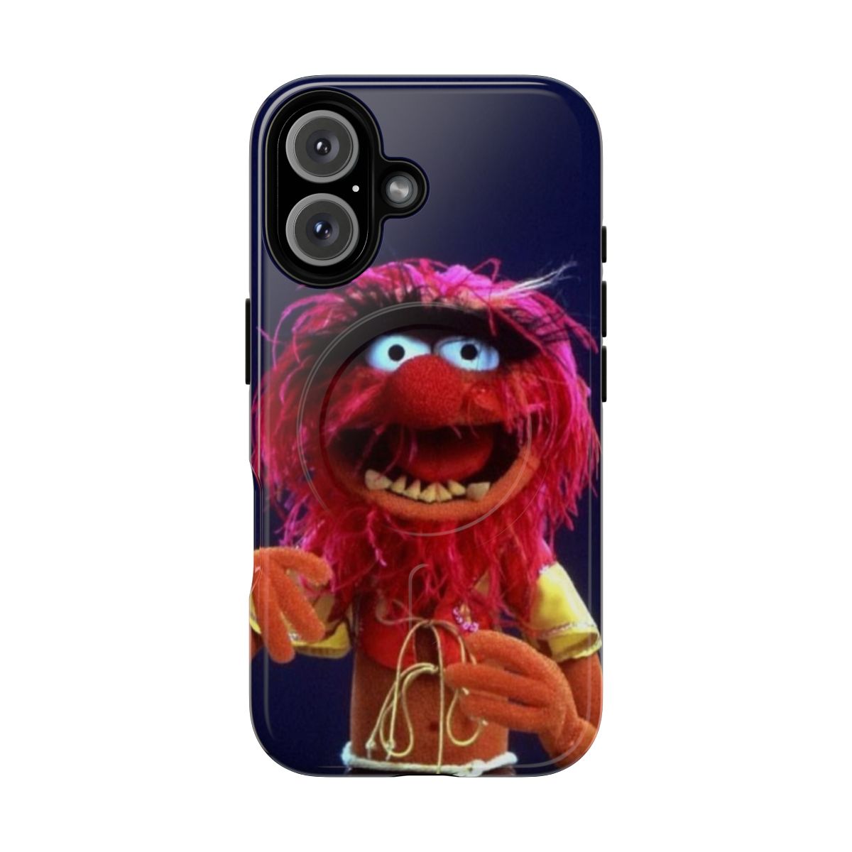 Colorful animal-inspired magnetic tough phone case with Muppets and drummer design