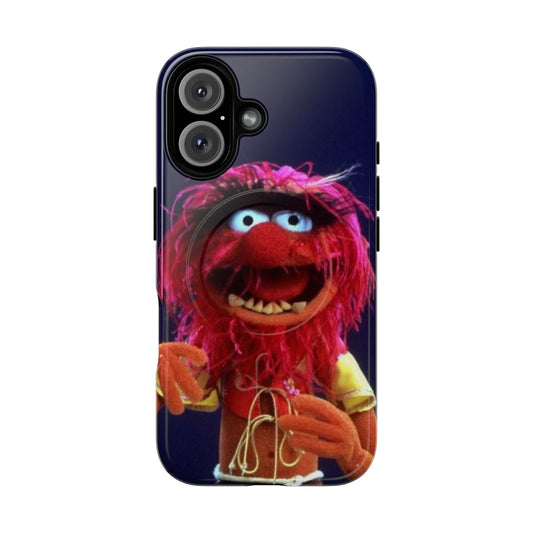 Colorful animal-inspired magnetic tough phone case with Muppets and drummer design