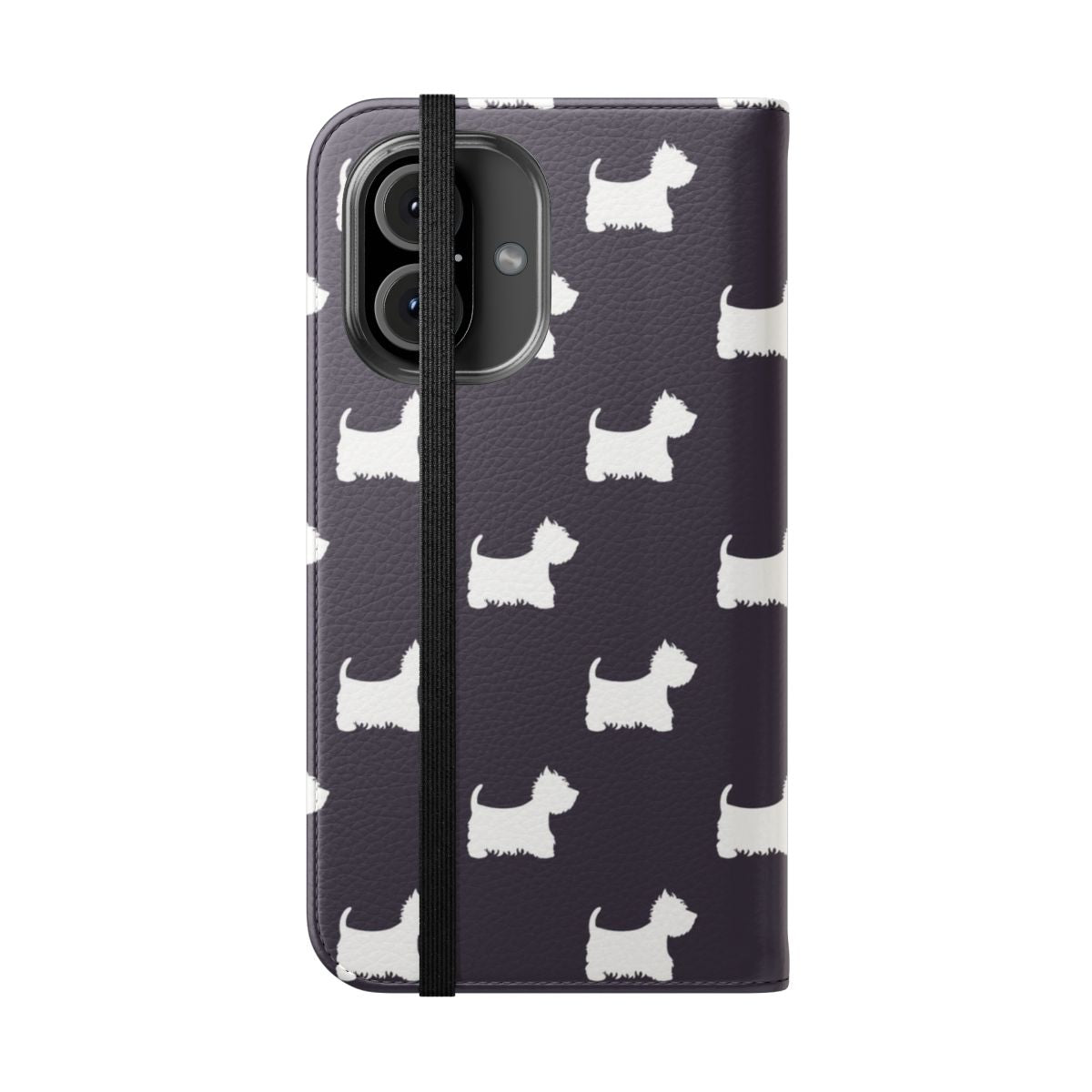 Westie-inspired phone case with a seamless, cute dog pattern - Folded Front