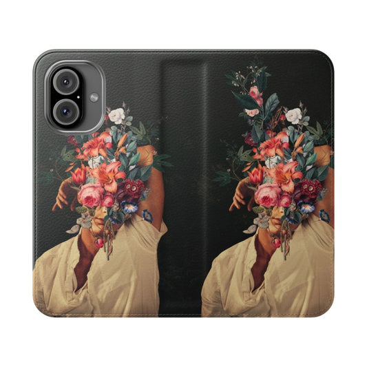 Artistic phone case cover featuring a surreal, pop art-inspired image of blooming red roses