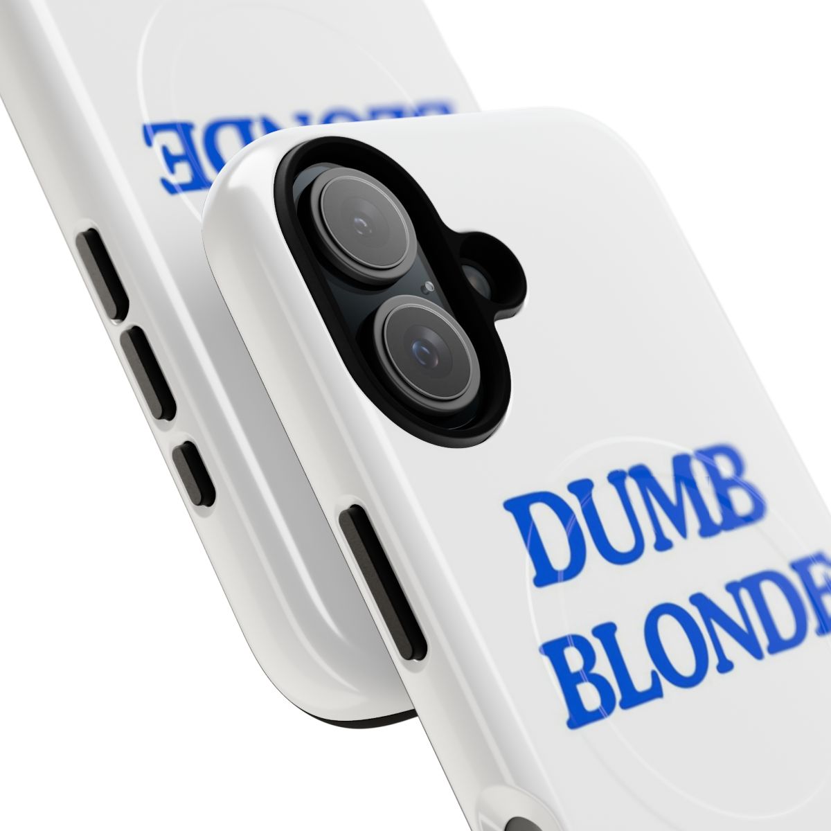 Stylish blondes magnetic tough phone case featuring a trendy blue print design - Detail