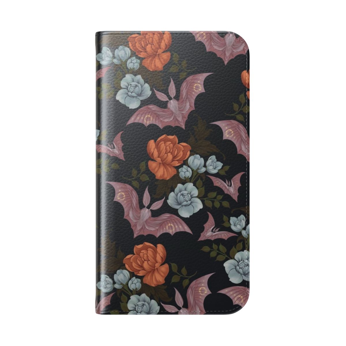 Vintage botanical phone case featuring delicate moths and night flowers - Folded Back