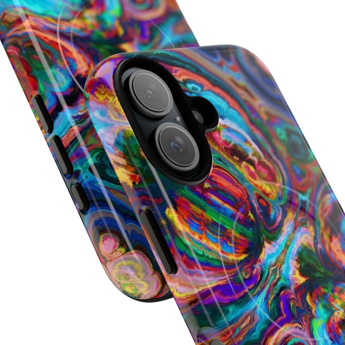 Colorful abstract flowing phone case with intense colors - Detail