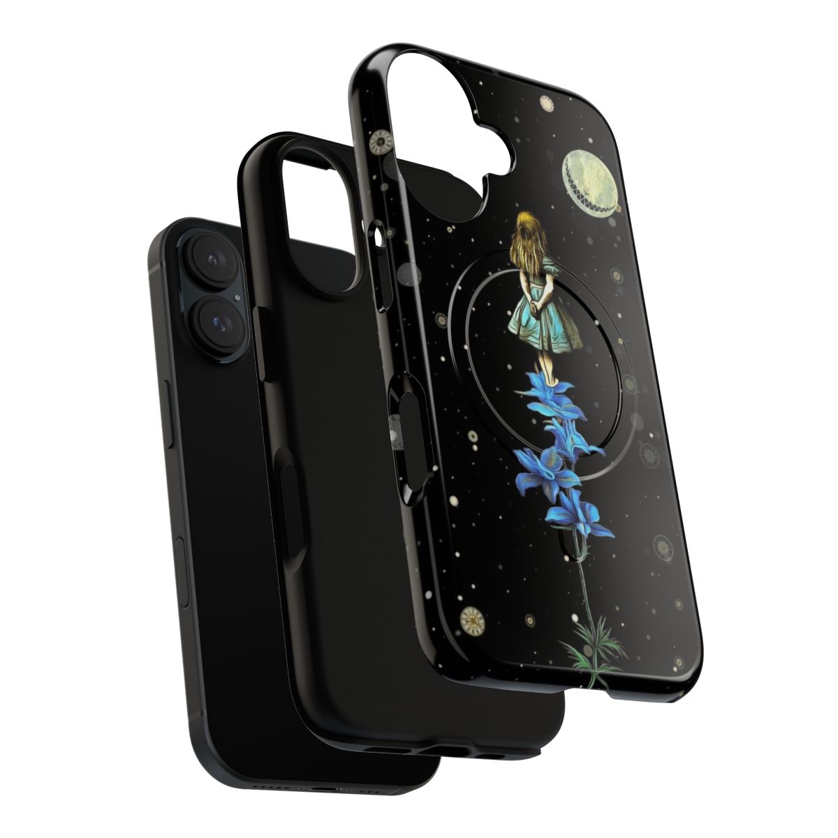 Enchanting Alice in Wonderland inspired phone case with a starry night sky design - Layers