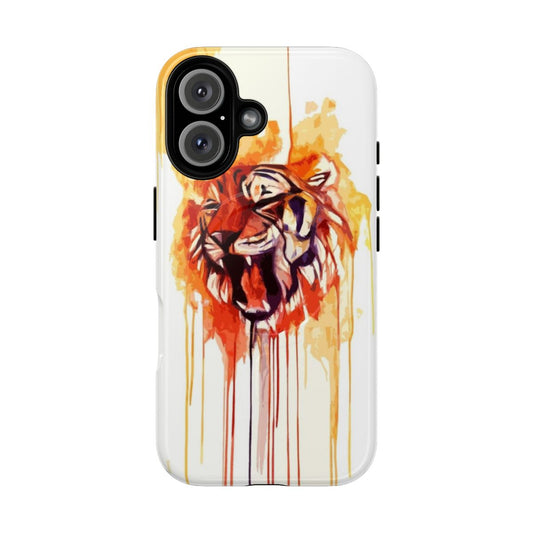 Vibrant watercolor-style illustration of a wild tiger or cat on a durable phone case.