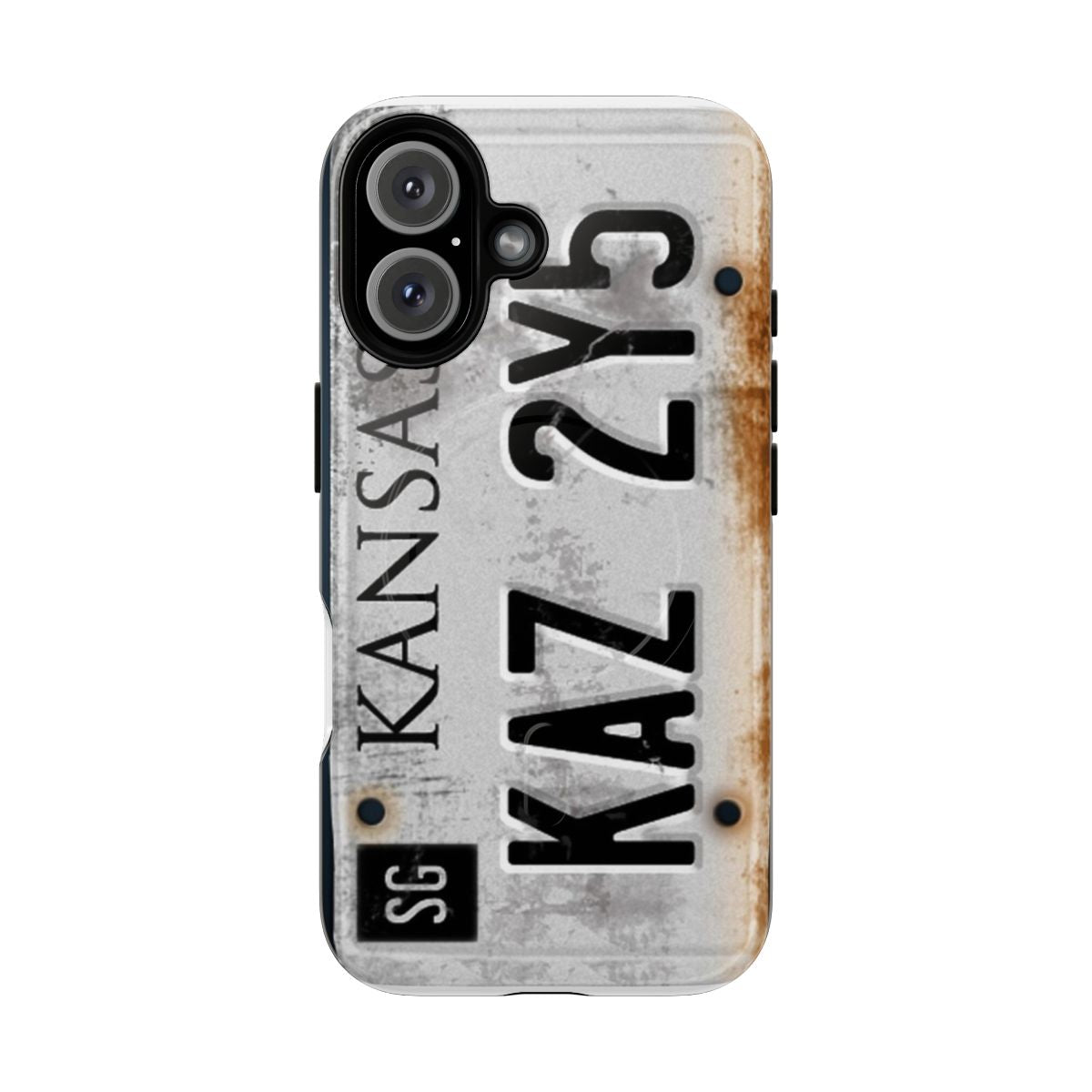 Magnetic phone case with supernatural license plate design