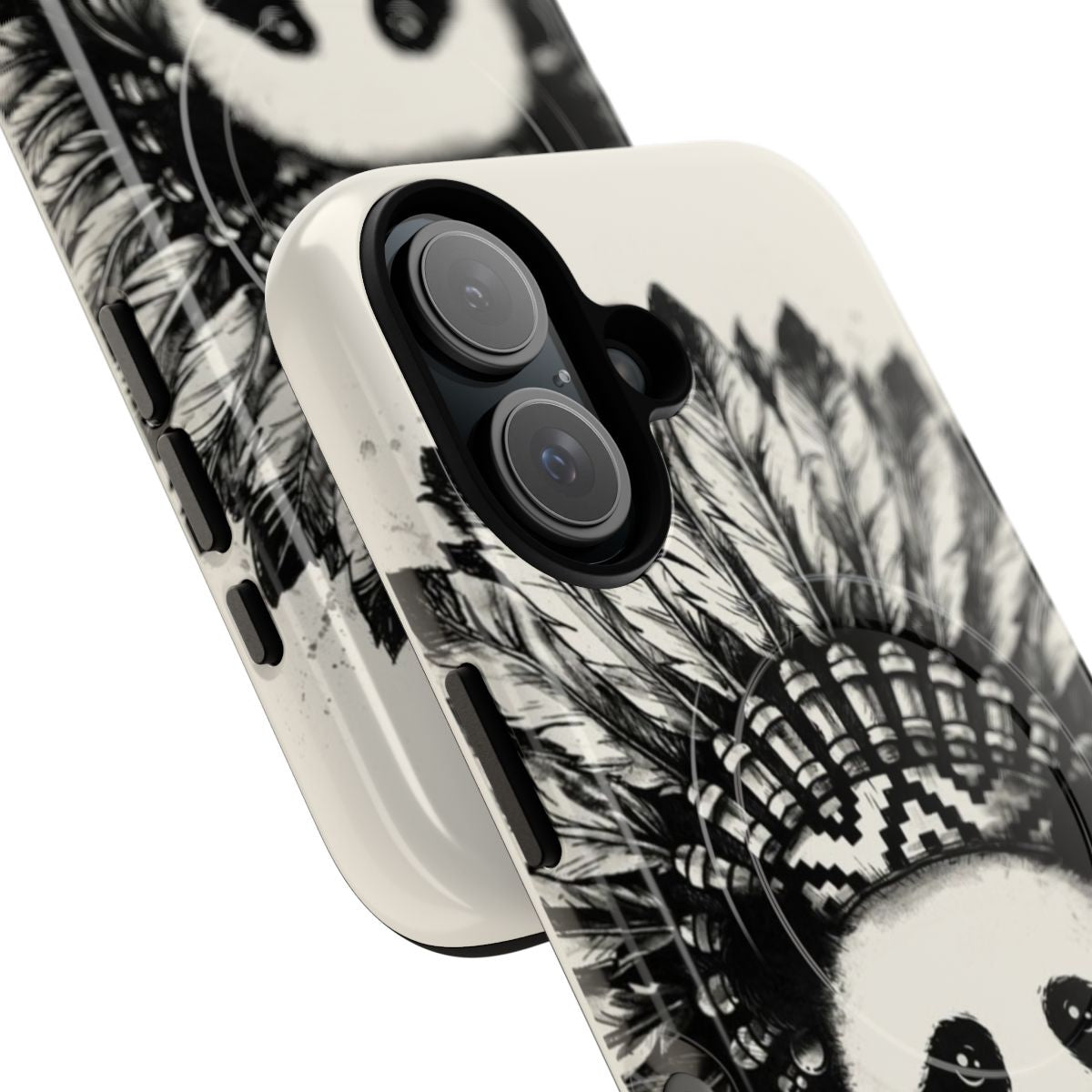 Magnetic tough phone case with panda and native american inspired designs - Detail