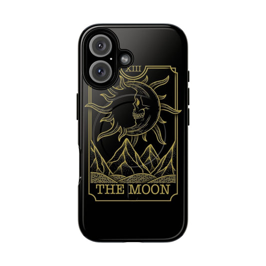 Minimalist phone case with moon, geometric, and mystic design