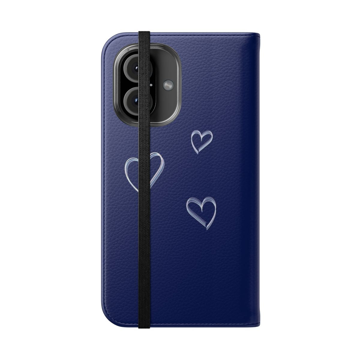 Artistic phone case with heart-shaped design and colorful patterns - Folded Front