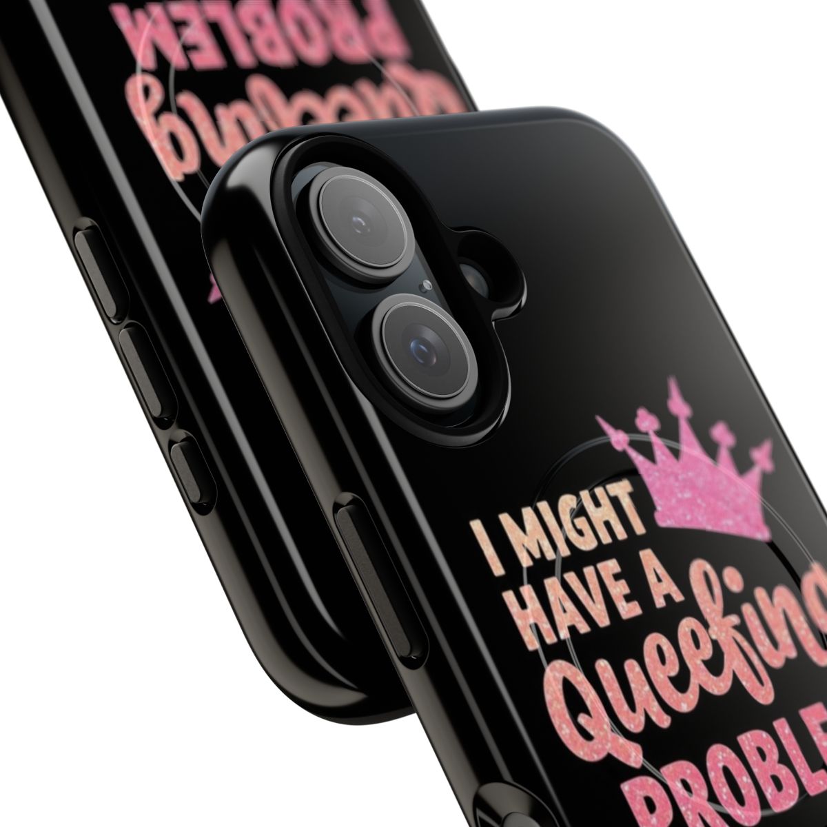 Funny magnetic tough phone case with "I Might Have A Queefing Problem" text - Detail