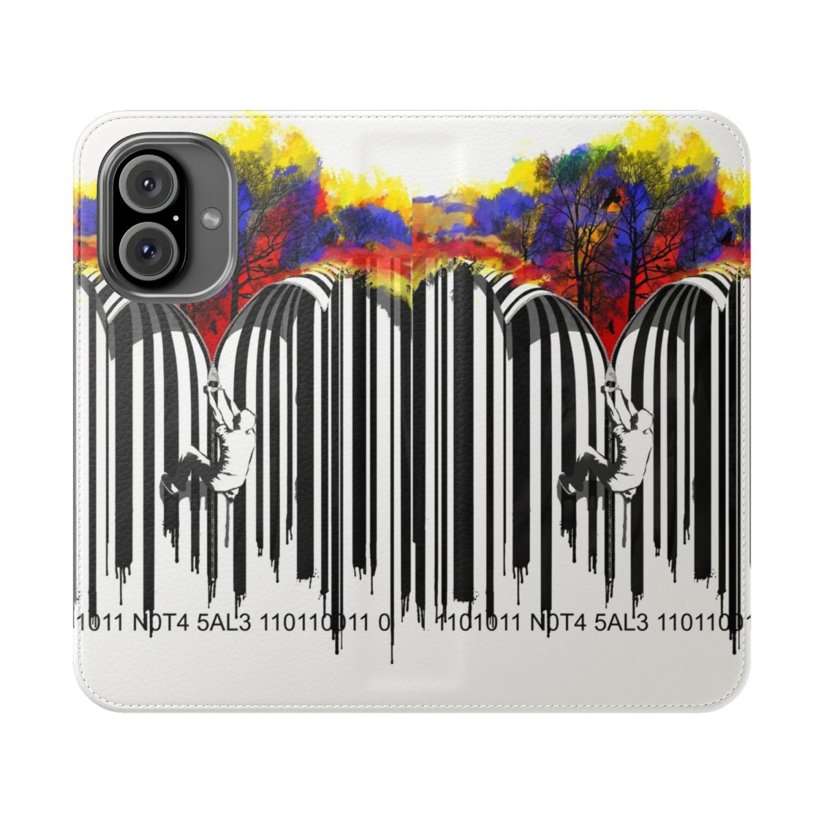 Colorful 3D flip phone case with a graffiti-style print design