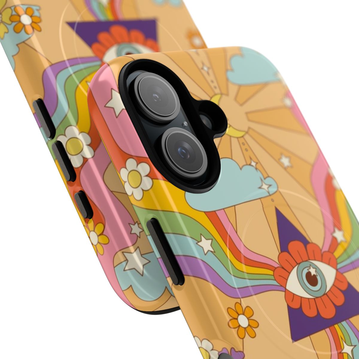 Retro boho rainbow print magnetic tough phone cases - Detail