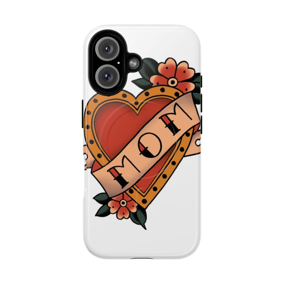 Magnetic tough phone case with mom heart love design