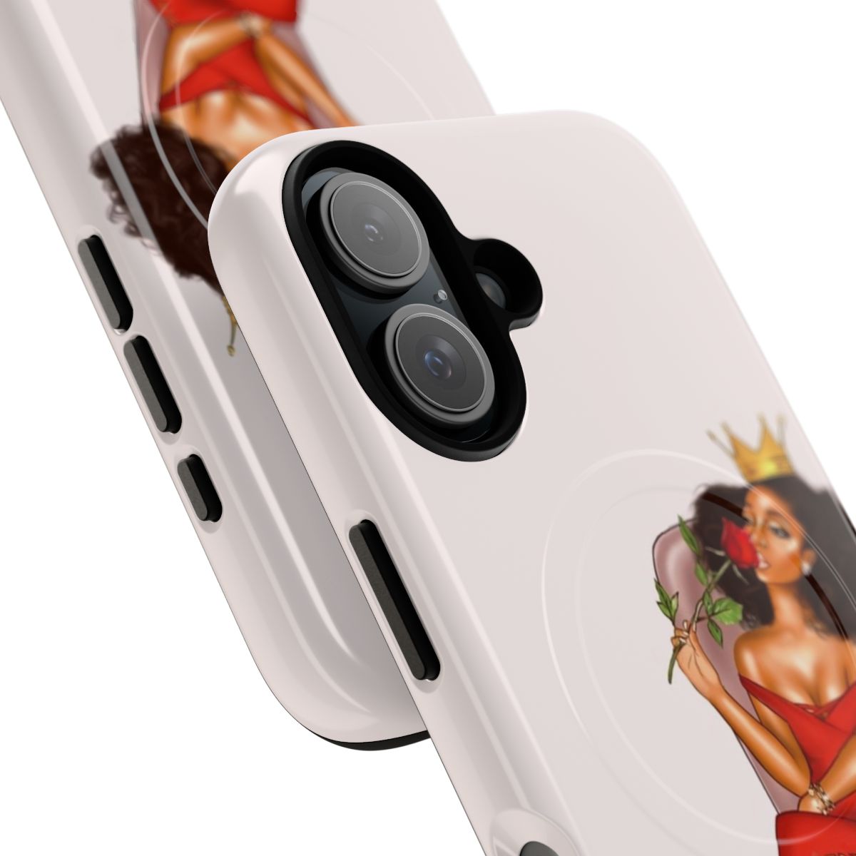 Melanin-Inspired Magnetic Tough Phone Case with Black Queen and Fashion Illustration - Detail