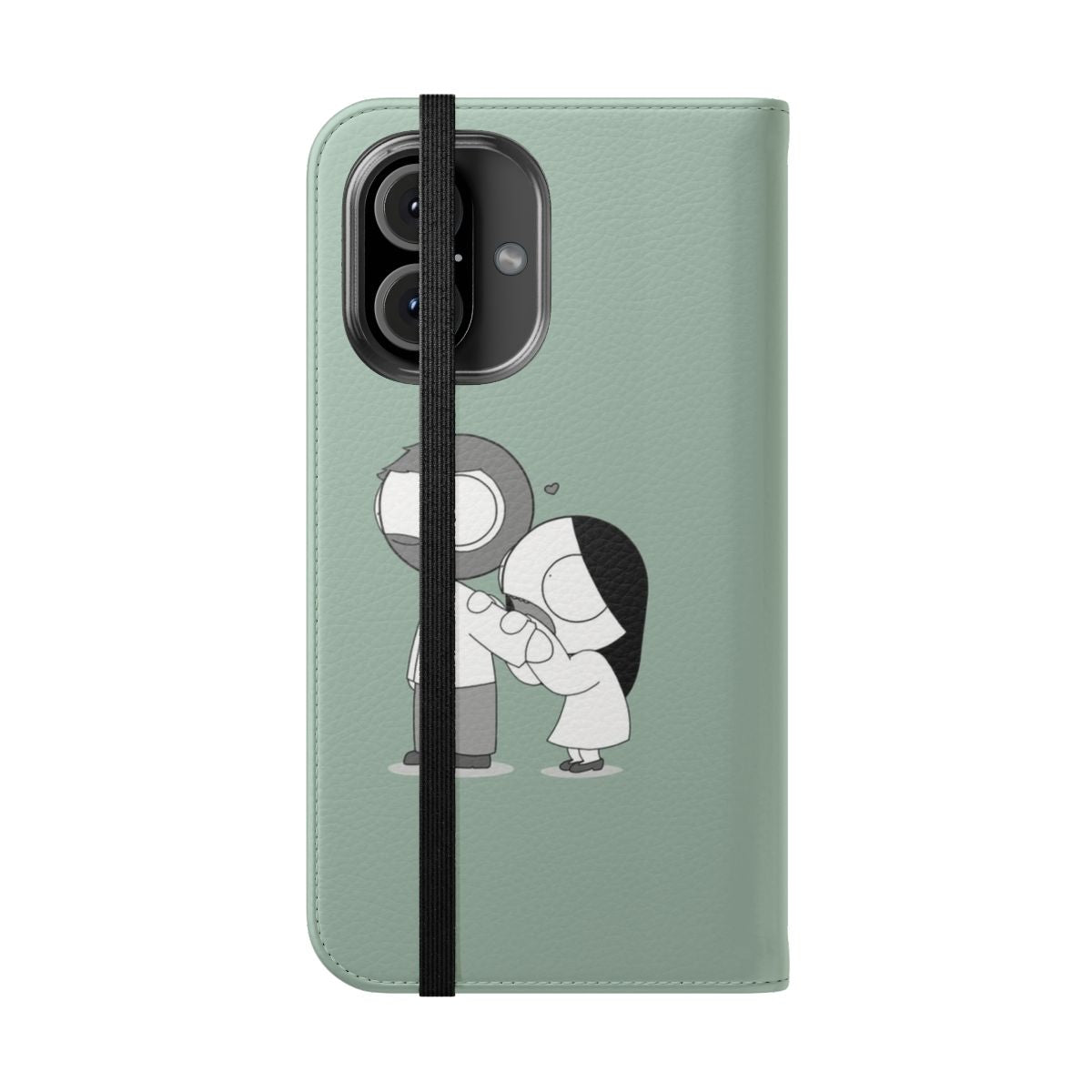 Flip phone case with a love bite design - Folded Front