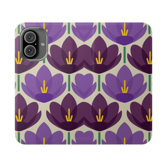 Colorful crocus flower design on a stylish phone case