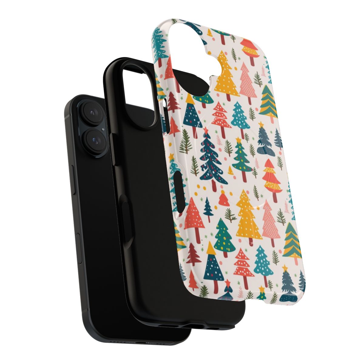 Colorful Christmas tree pattern on a durable and protective magnetic phone case - Layers