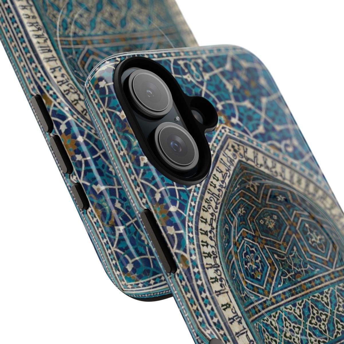 Detailed illustration of a traditional Islamic prayer niche (mihrab) on a phone case - Detail