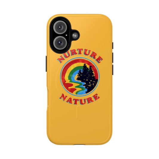 Vintage-inspired phone case with an environmentalist design featuring nature imagery and typography.