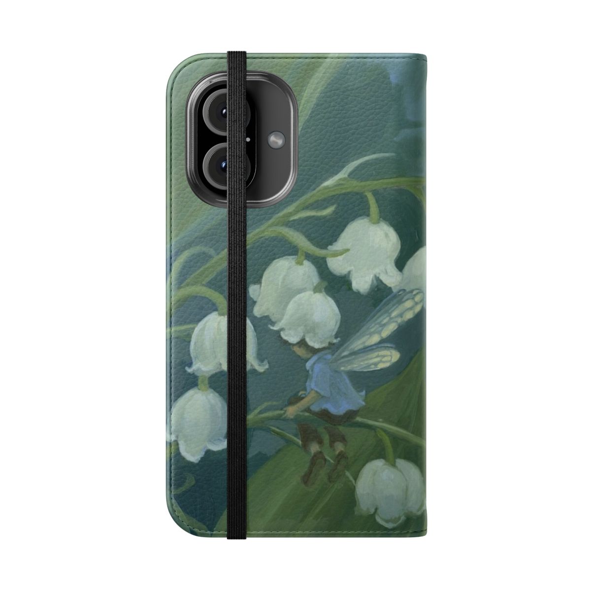 Lily of the valley flower phone case with a whimsical, fantasy-inspired design - Folded Front