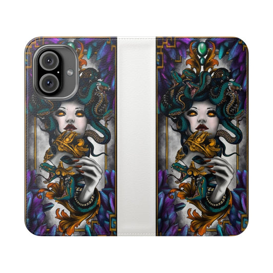 Medusa inspired abstract floral and geometric pattern phone case