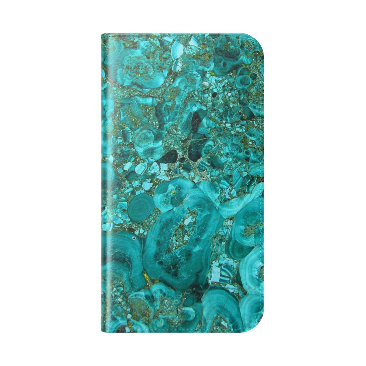 Marble Turquoise Blue and Gold Flip Cover Phone Case - Folded Back