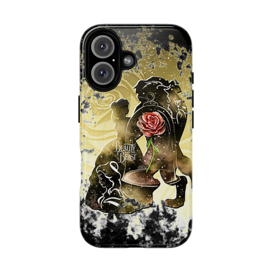 Enchanted love romantic couple phone case featuring a design inspired by Beauty and the Beast