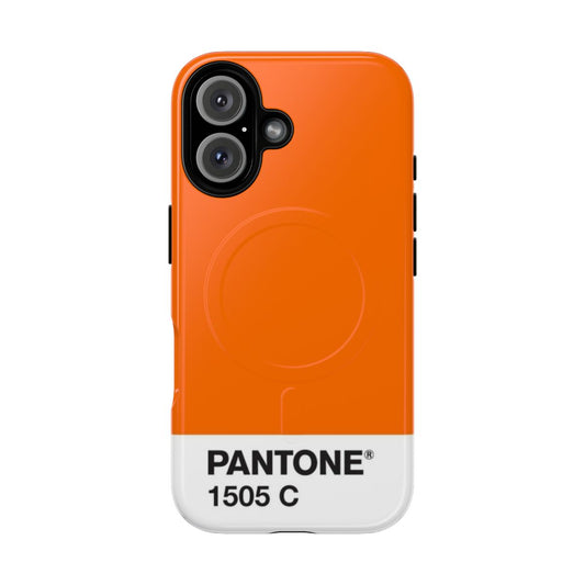 Vibrant orange phone case with a bold, typographic design