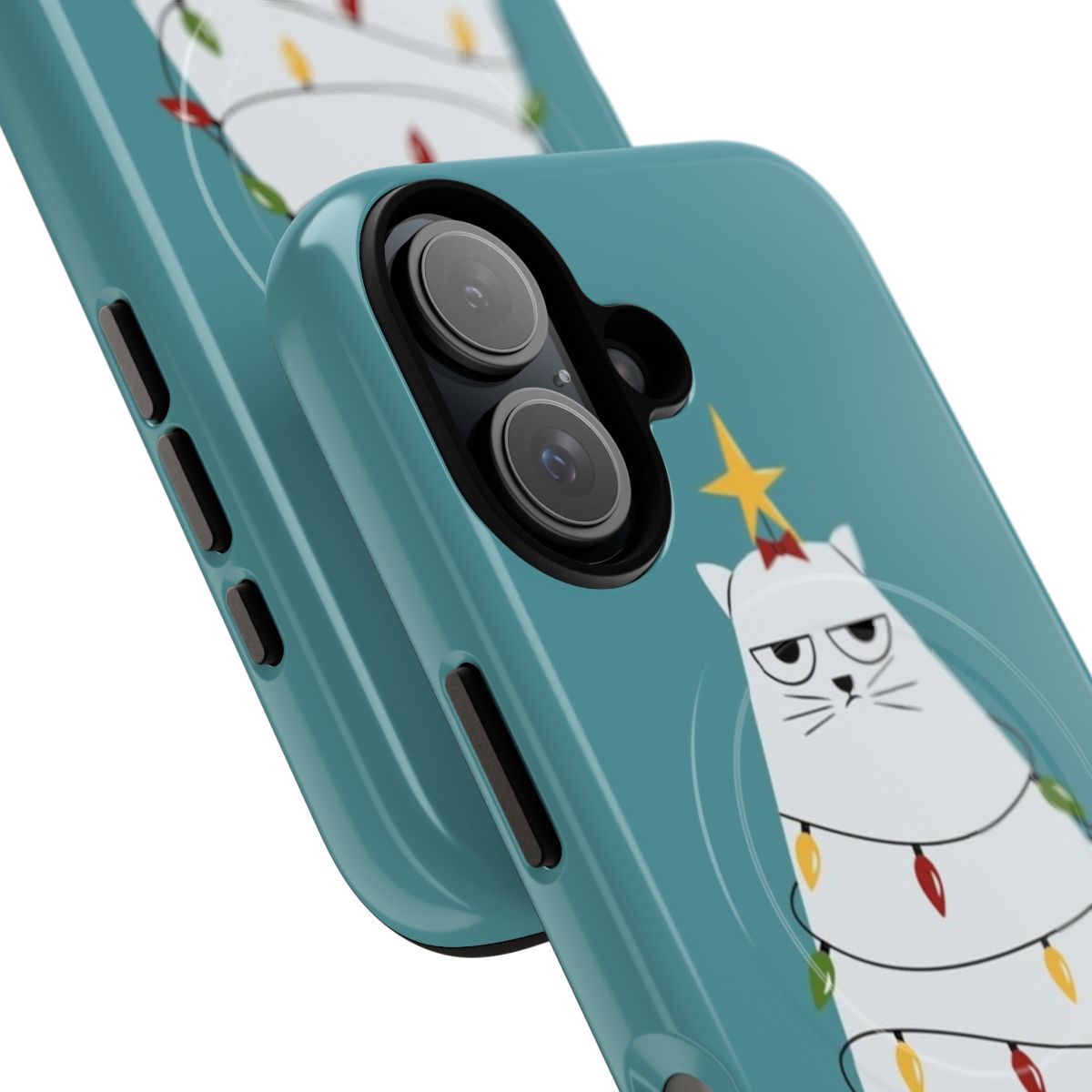 Grumpy Christmas cat phone case with magnetic protective design - Detail