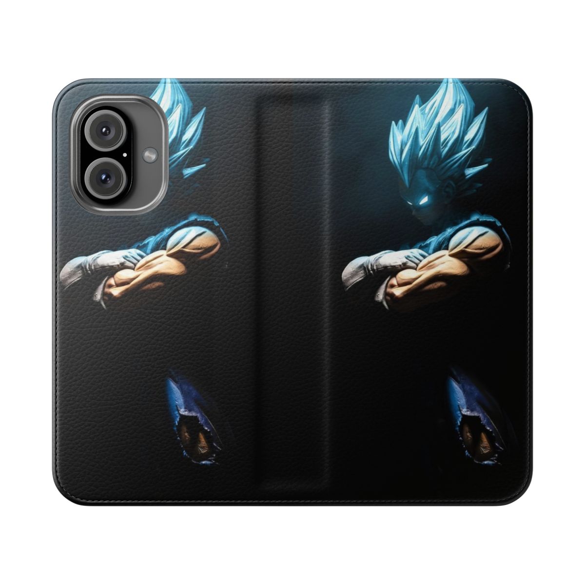 Dark-colored phone case featuring characters from the Dragon Ball Super anime series