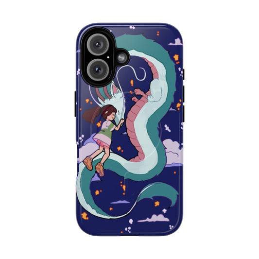 Artistic phone case featuring Chihiro and Haku from the Studio Ghibli film Spirited Away