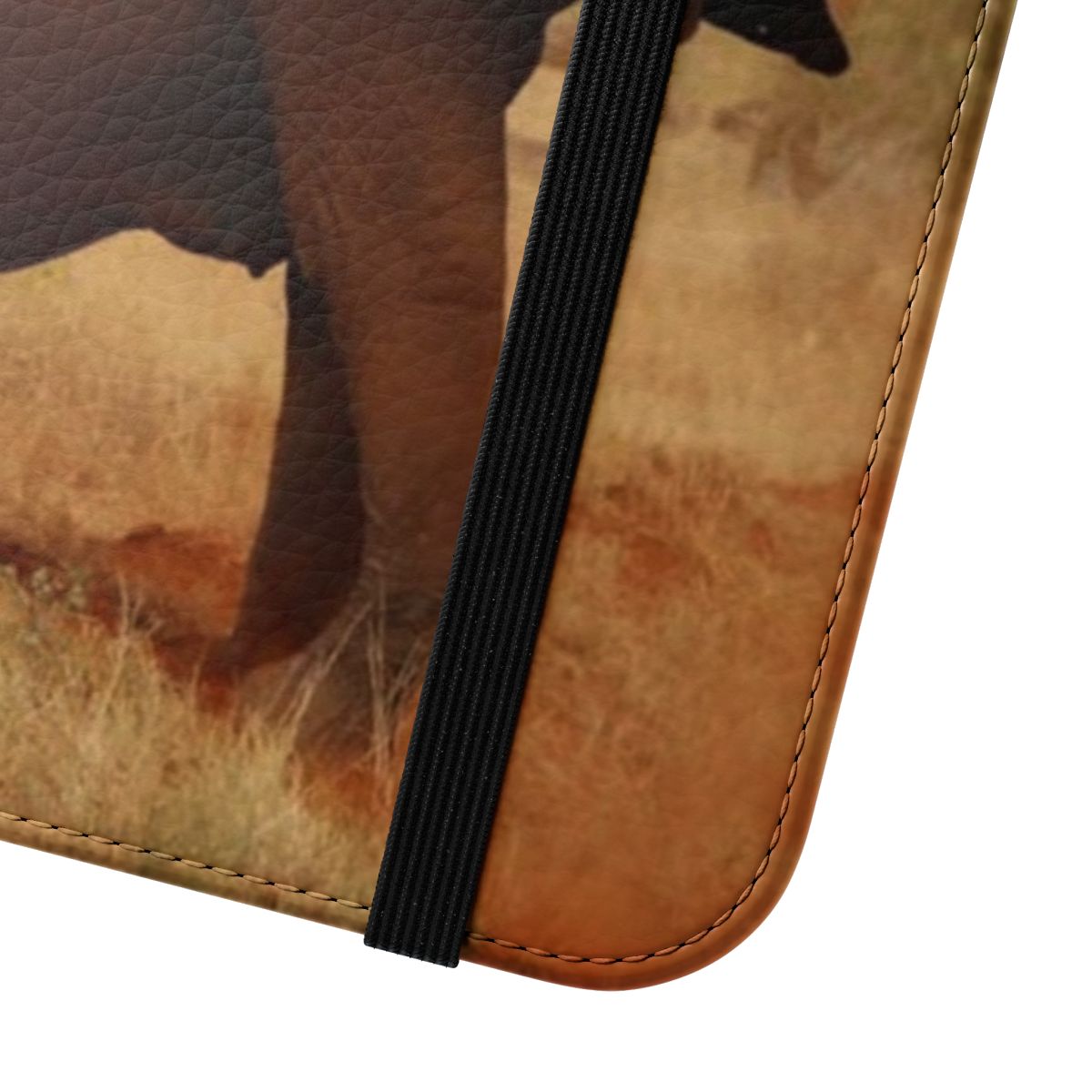 Flip phone case with an artistic impression of a majestic elephant in a natural setting - Close Up