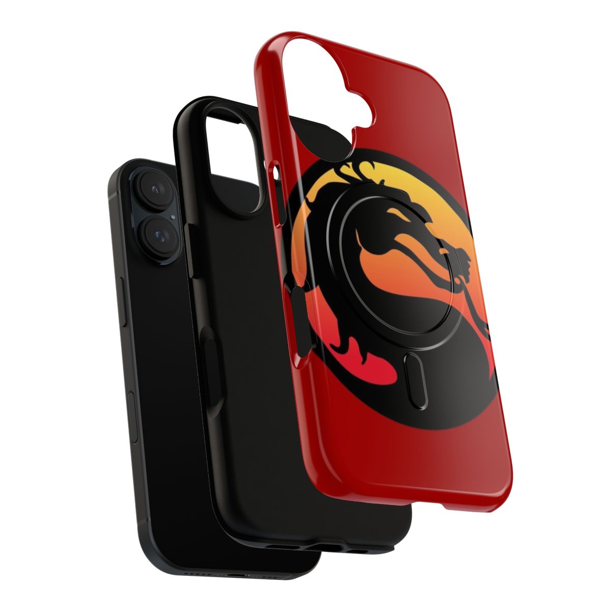 Stylized Mortal Kombat inspired phone case with retro arcade game design - Layers