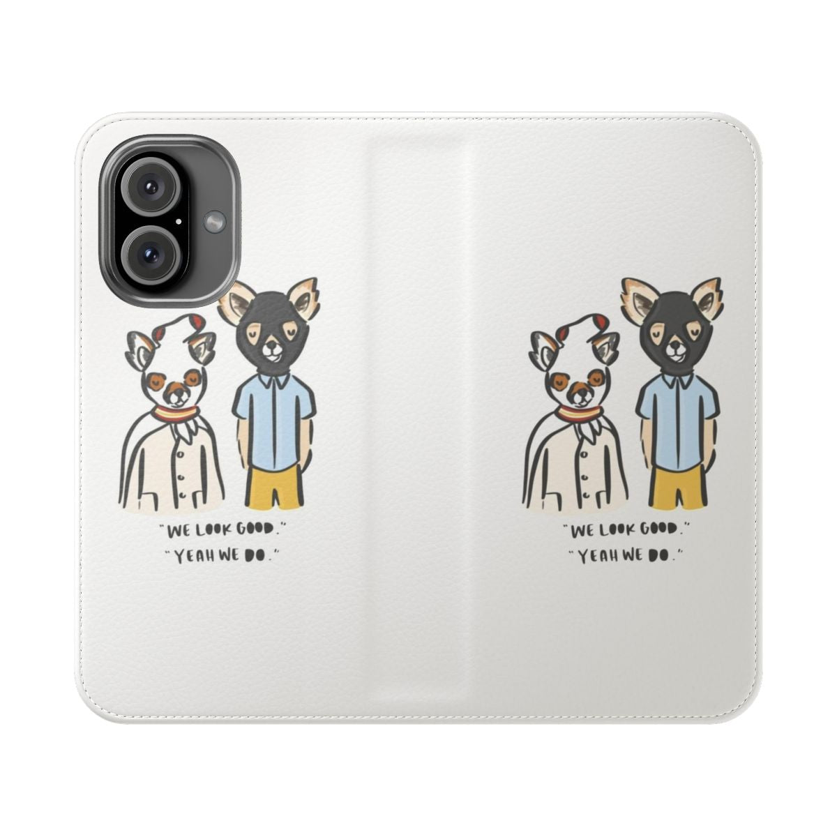 Artistic Fantastic Mr. Fox inspired flip cover phone case with characters Ash and Kristofferson