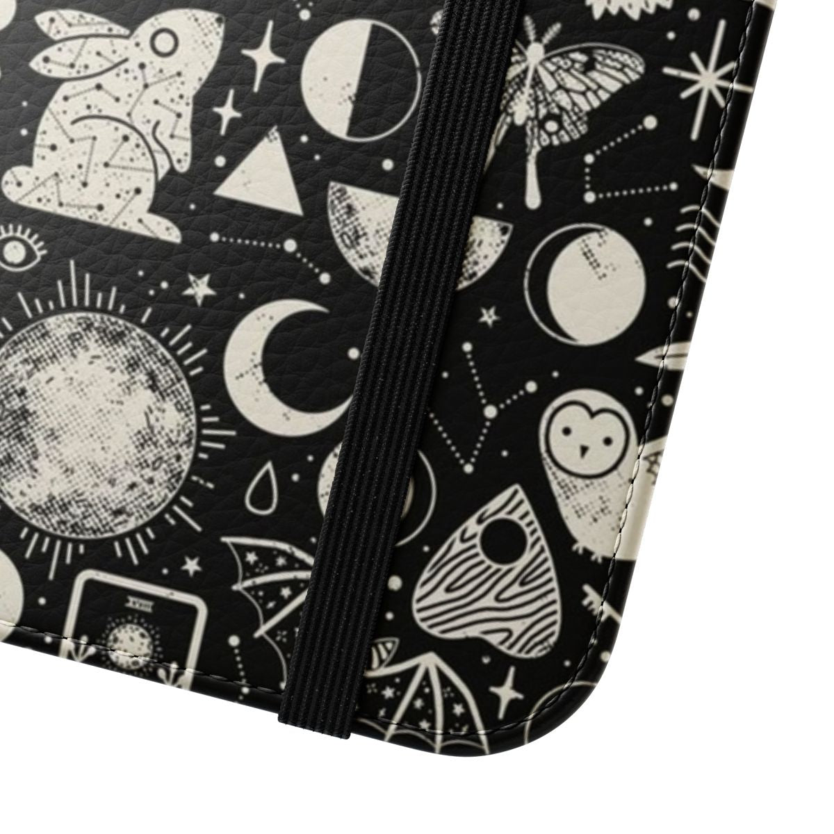 Flip phone case with a celestial lunar eclipse pattern design - Close Up