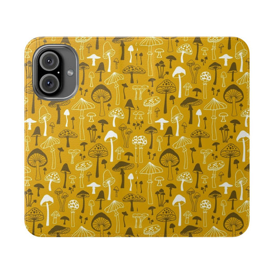 Mushroom silhouette pattern on a black and white flip phone case