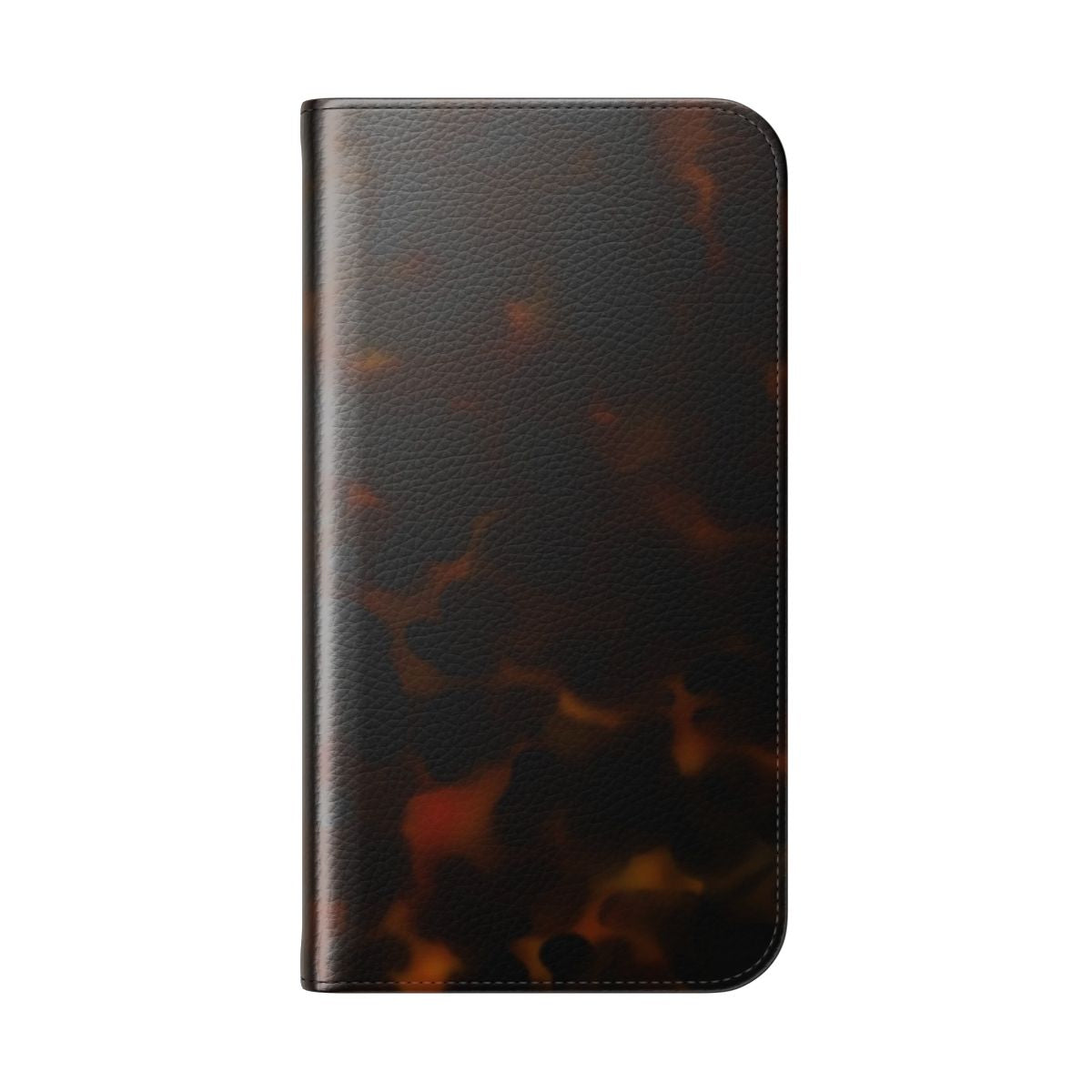 Tortoise shell patterned dark red flip cover phone case - Folded Back