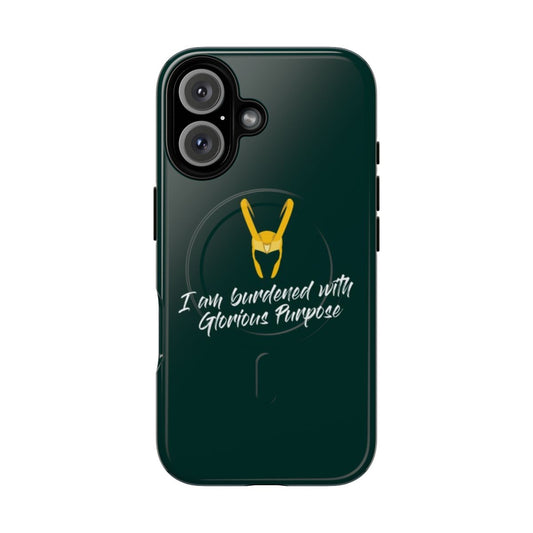 Marvel-inspired magnetic tough phone case featuring Loki, Avengers, and other Marvel characters