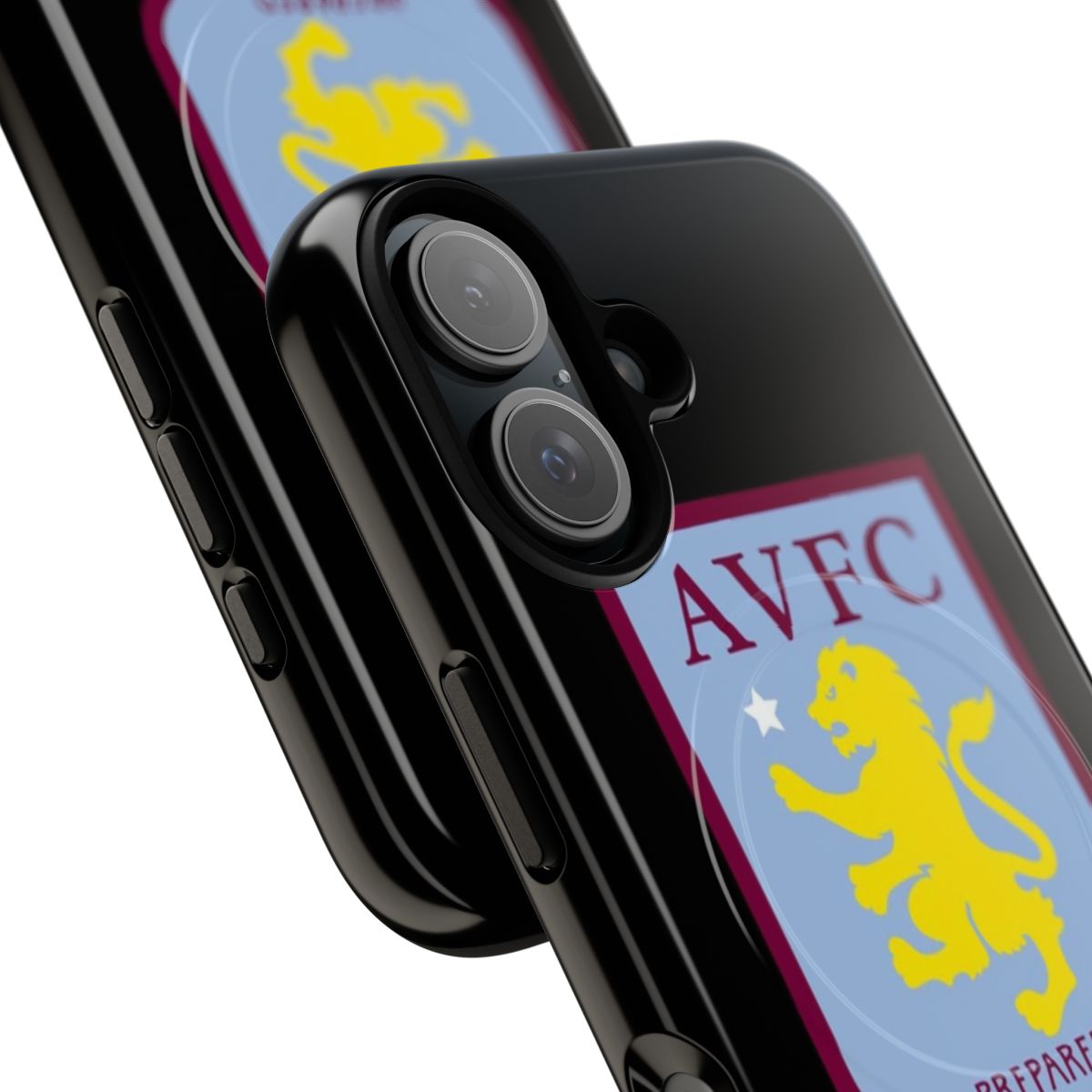 Vintage lion shield design on a magnetic tough phone case for Aston Villa supporters - Detail