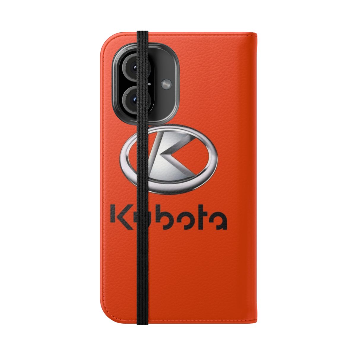 Kubota tractor inspired phone case with flip cover design - Folded Front