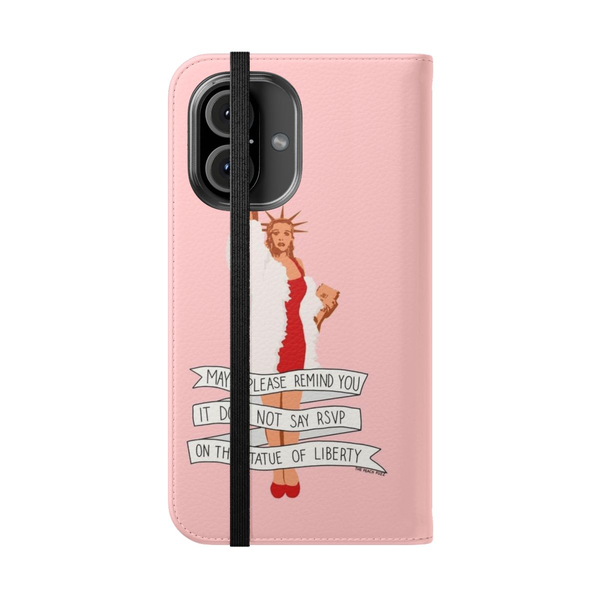 Peach Fuzz Flip Cover Phone Case featuring feminist and pop culture inspired design - Folded Front