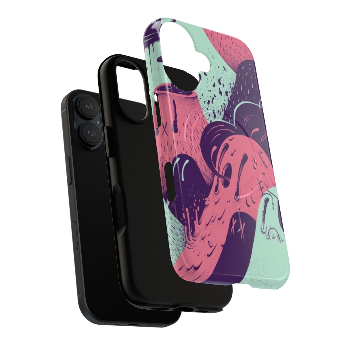 Durable magnetic phone cases in purple featuring unique character designs - Layers