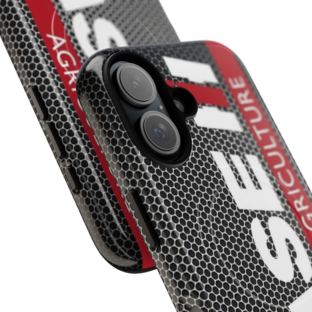 Durable magnetic phone case featuring an IH tractor diesel logo design - Detail