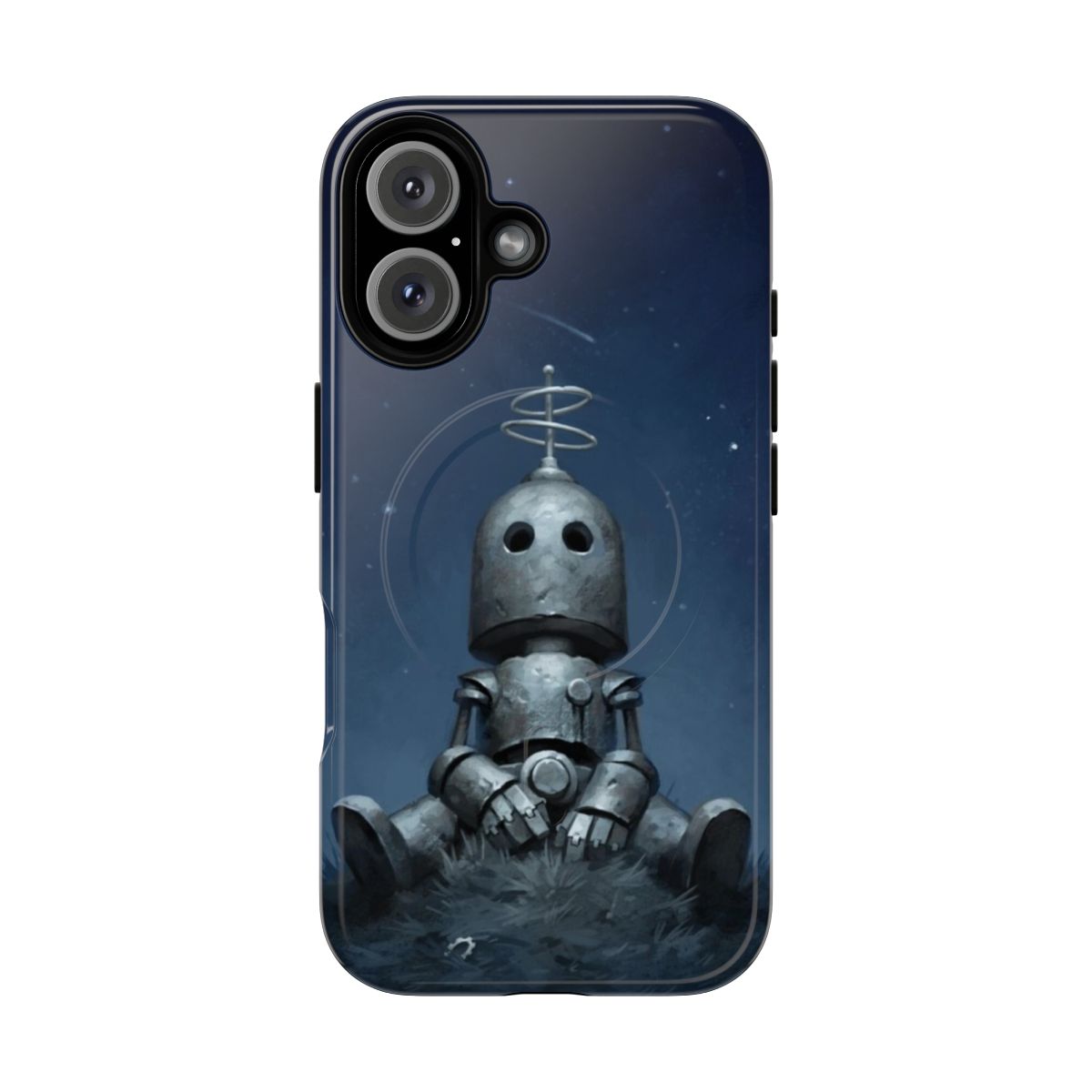 Stylish magnetic protective phone case with robot art design