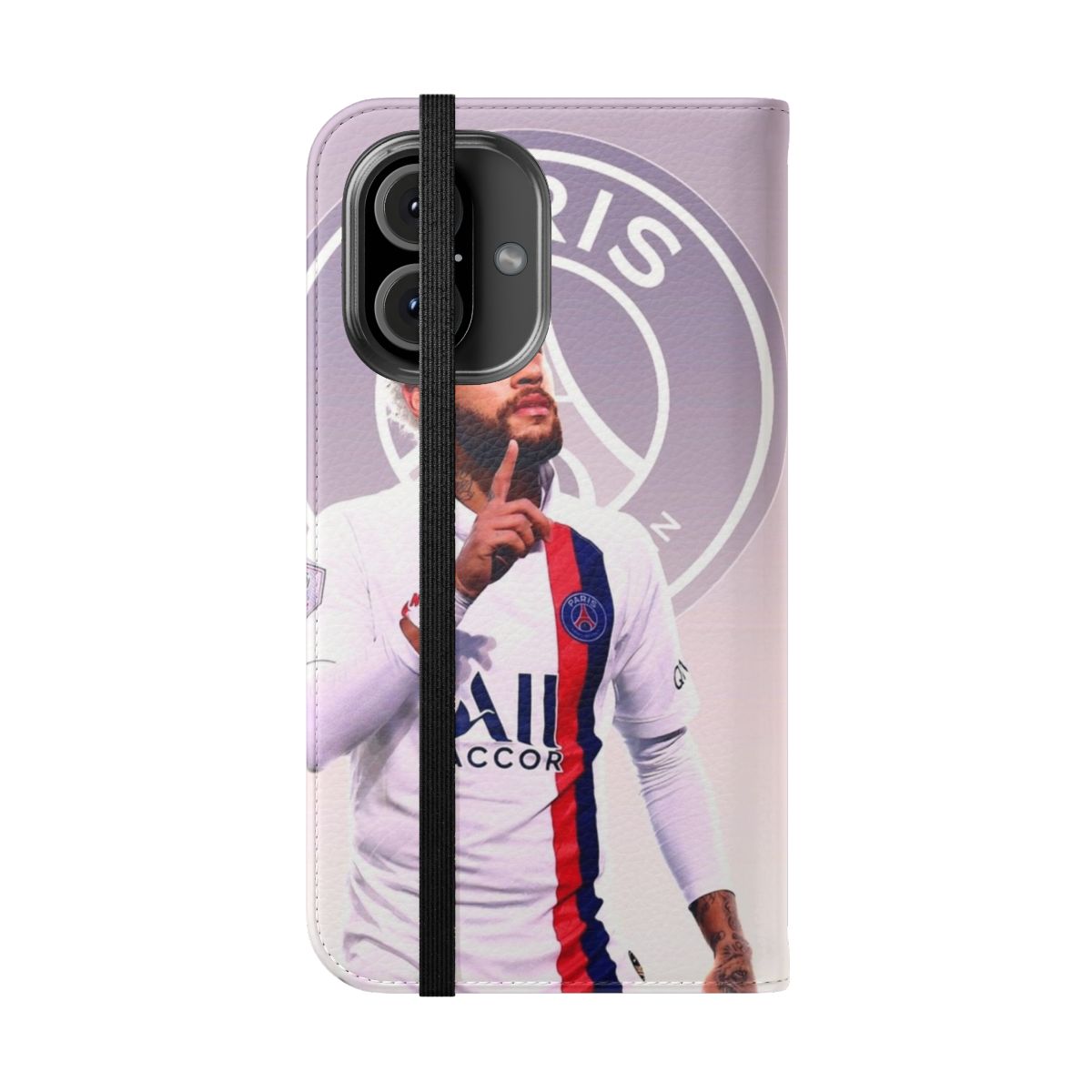 Neymar-inspired protective phone case with a stylish flip cover design - Folded Front