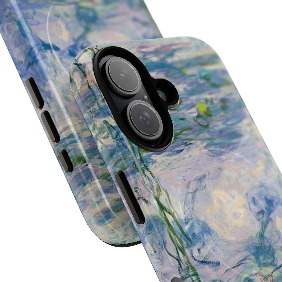 Vibrant water lily phone case with Monet's iconic impressionist artwork - Detail