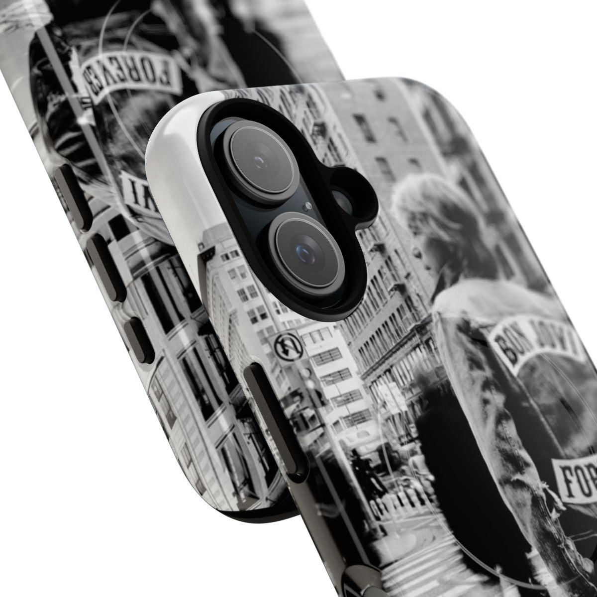 Vintage-style magnetic tough phone case featuring classic rock music album art - Detail