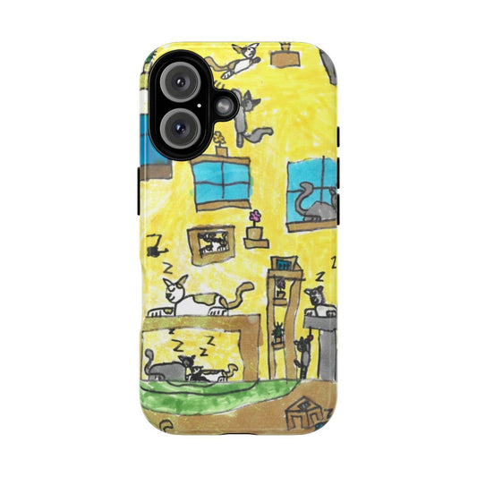 Sleepy cats themed magnetic tough phone case for kids