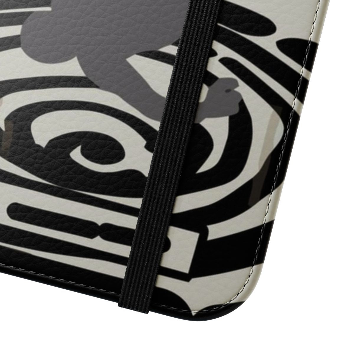 Spiral-patterned flip cover phone case inspired by the Vortex Club from the game Life is Strange - Close Up